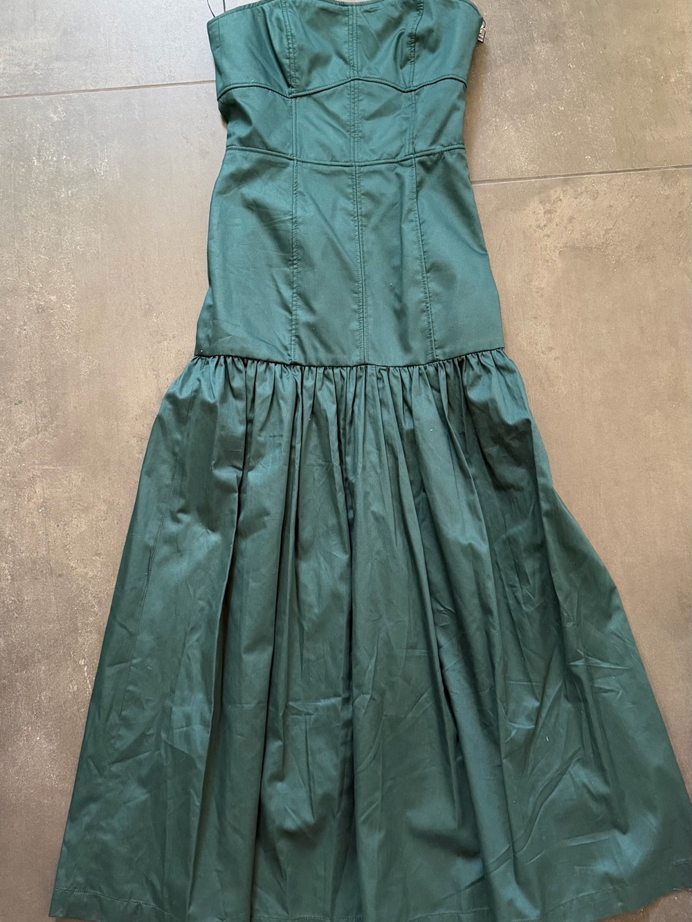 Zara Forest Green Strapless Corset Dress